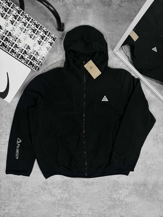 Флісова зіпка Nike ACG Polartec чорна з капюшоном тепла кофта (M-XXL)