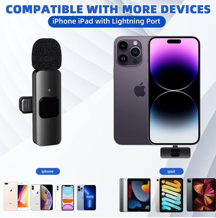 Bezprzewodowy mini mikrofon Lavalier do iPhone'a