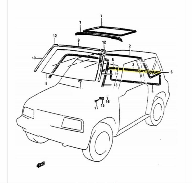 Borracha De Cima Da Porta De Trás Suzuki Vitara MK1
