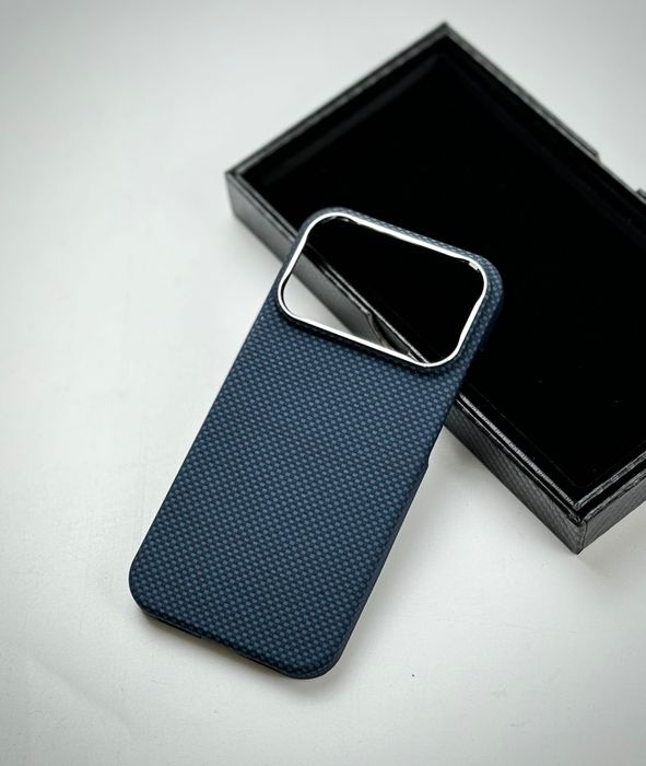 Карбоновый чехол iPhone 17 Pro | 17 Pro Max (Blue) + MagSafe