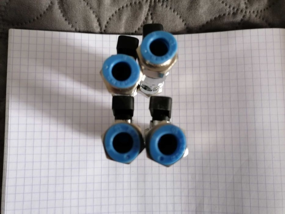 Komplet 4 zaworów kulowych Aignep 1/4" szybkozłączki pneumatyczne,nowe