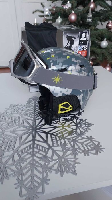 Nowy zestaw kask narciarski + gogle XS-S (48-51cm)