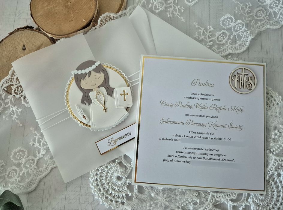 zaproszenia komunijne dla dziewczynki i chłopczyka