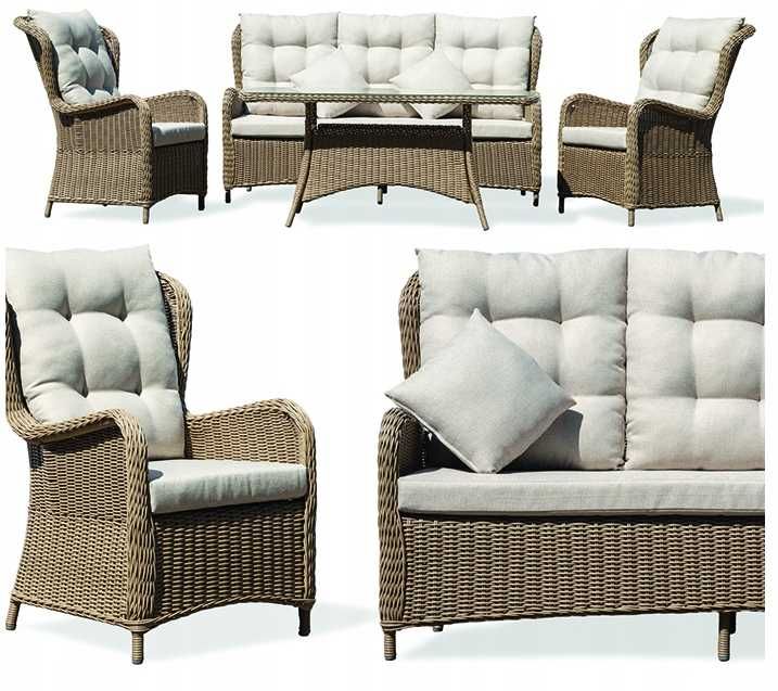 Zestaw meble ogrodowe technorattan poduszki dla 5 osób do ogrodu