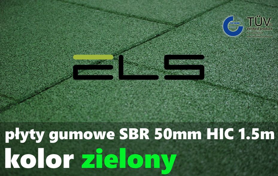 JEDNOBARWNE zielone 50mm UPAD. 1,5m PŁYTY PŁYTY gumowe na plac zabaw