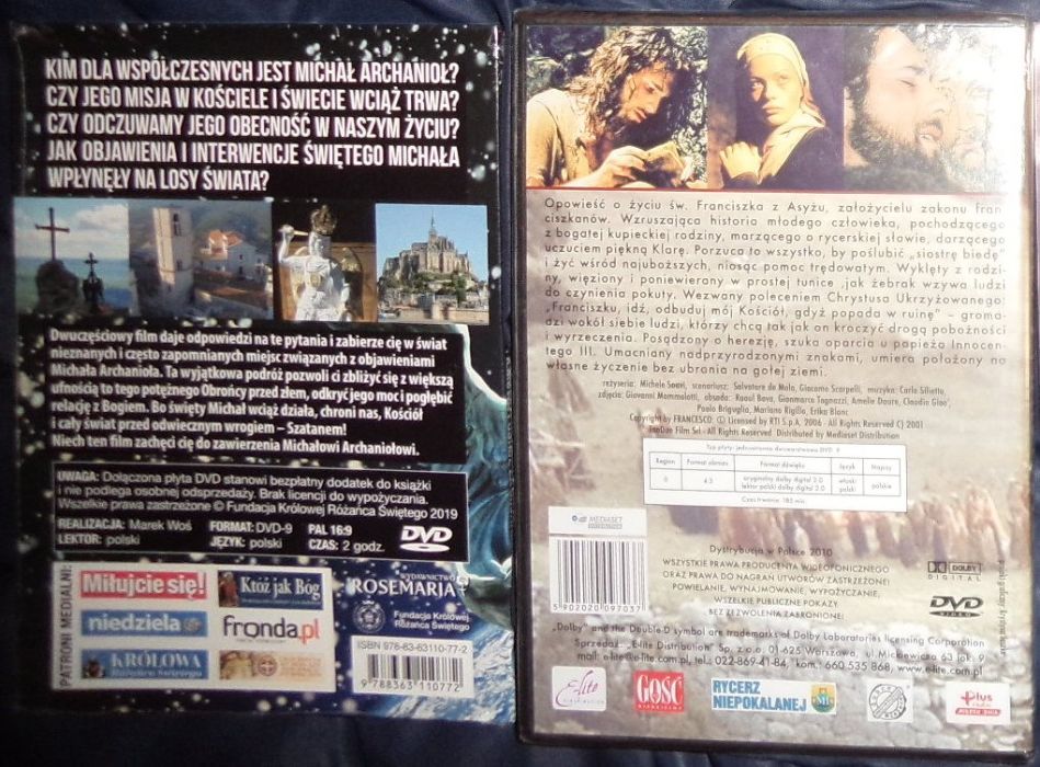 2 filmy religijne: św. Franciszek, Broń nas w walce, zafoliowane