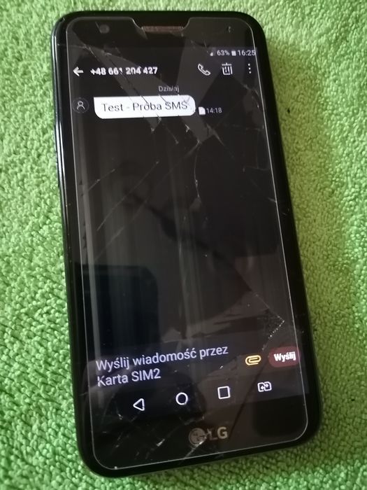 Smartfon LG K10 - (2017) - USZKODZONY - Działający - (czytaj opis)
