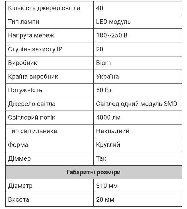 Ремкомплект для світильника biom 50w з пультом (led -модуль)