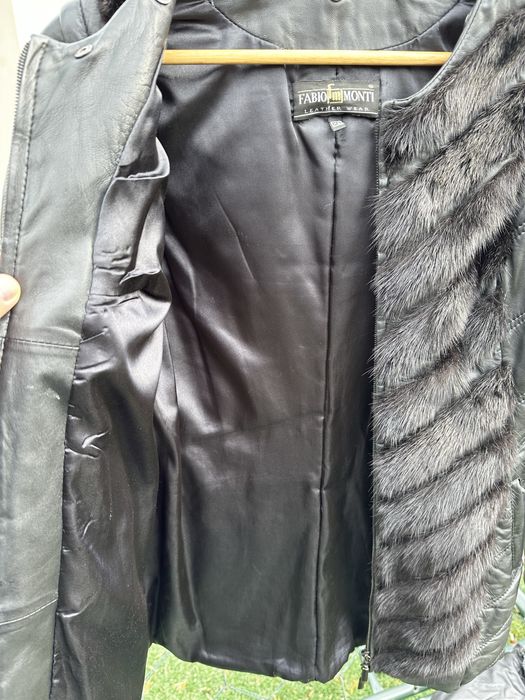 Шкіряна куртка з хутром норки