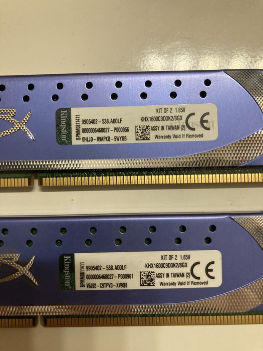 Ram 2x4GB (8GB) Kingston HyperX  DDR3 1600 KHX1600C9D3K2/8GX