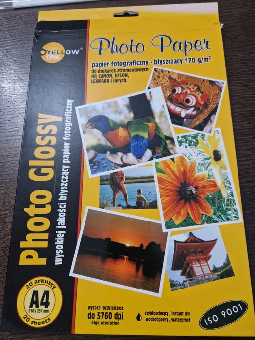 Błyszczący biały papier fotograficzny Yellow One A4 170g  12  arkuszy