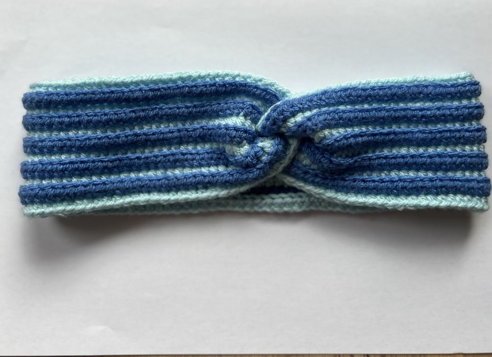 Ręcznie robiona opaska na głowę  | Handmade | Niebieska opaska Twist