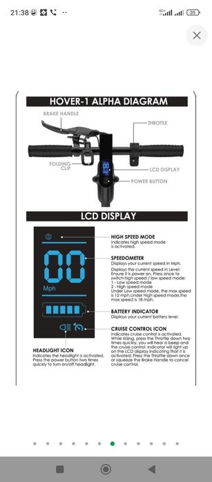 Самокат Электро Hover-1 Alpha Diagram