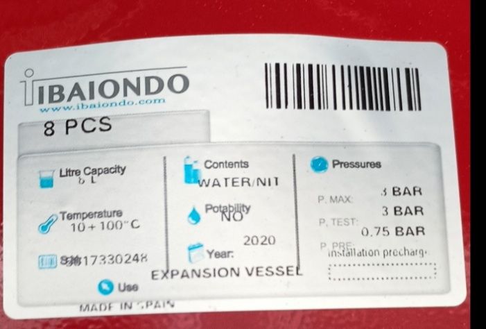 Vaso de expansão 8lt  3bar como novo