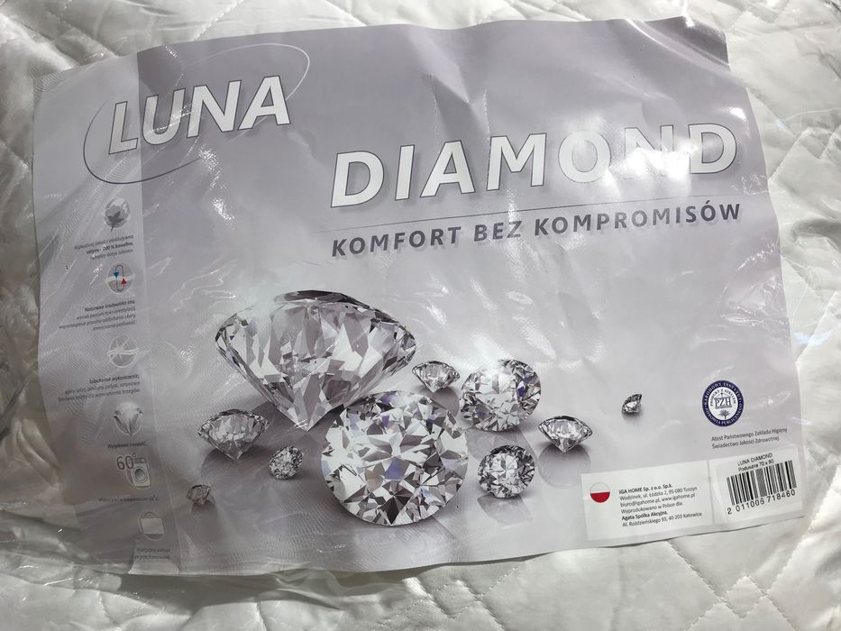 Poduszka Luna Diamond 70x80 cm nowa wysoka pikowana biała