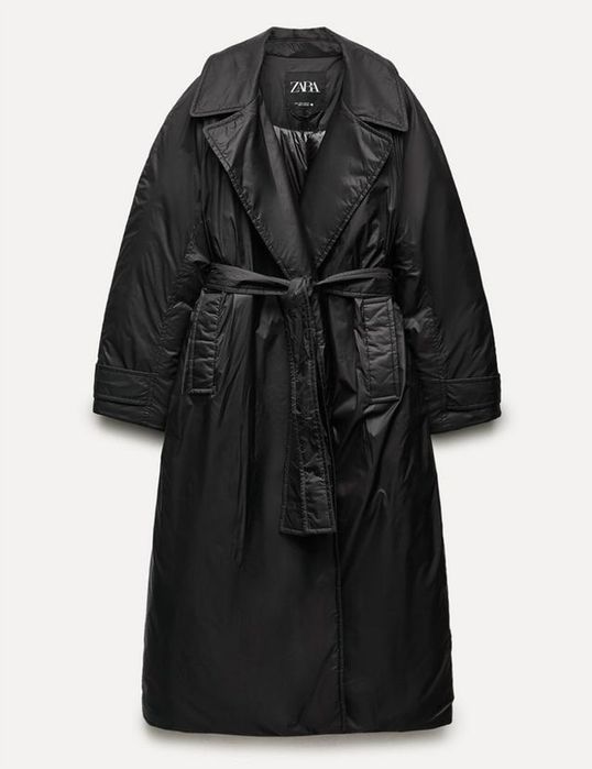 Стильне тепле зимове максі пальто пуховик Zara 38/M