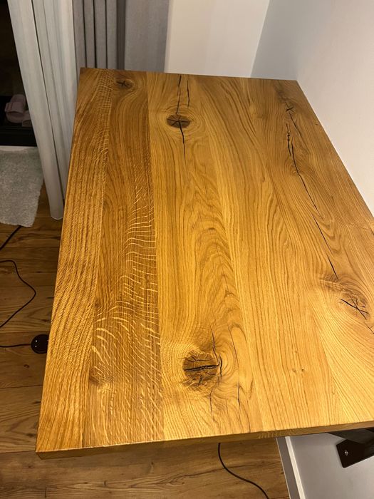Biurko blat dębowy lity 60x90 cm ze wspornikami