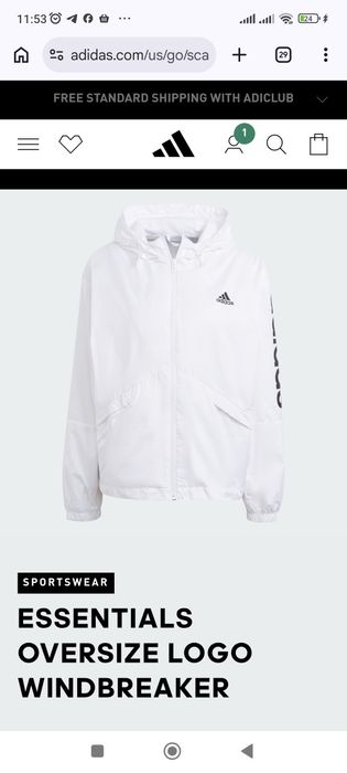 Вітрівка жіноча Adidas оригінал, розмір m.