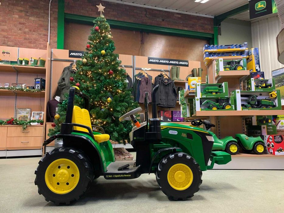 Ogromny i mocny traktor JOHN DEERE dwuosobowy DUAL FORCE 12V 480W