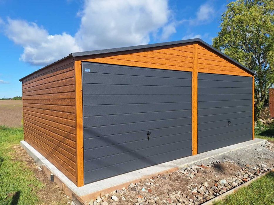 Garaż PREMIUM 8x5 grafit dwuspadowy obróbki, Drewnopodobny, Producent