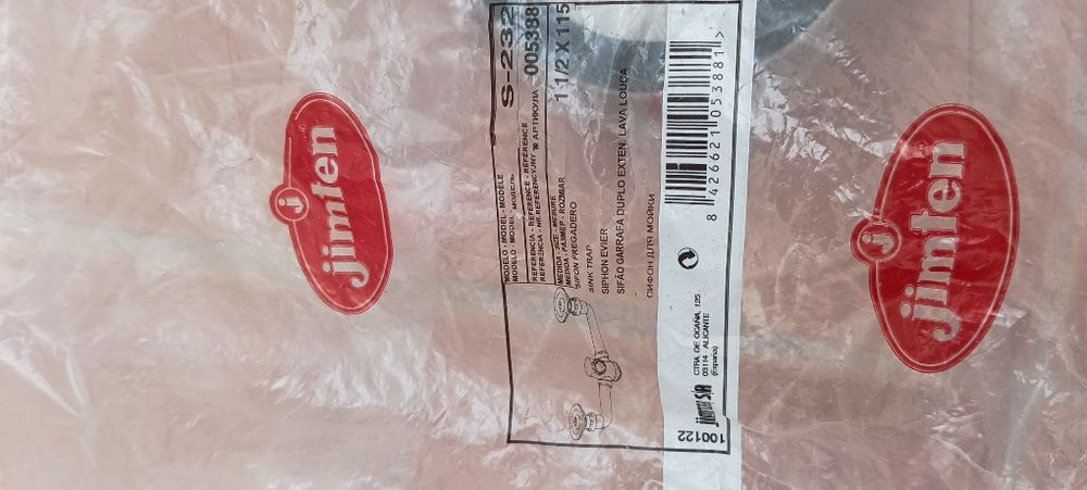 Válvula mais sifão duplo Jimten. Novo com embalagem