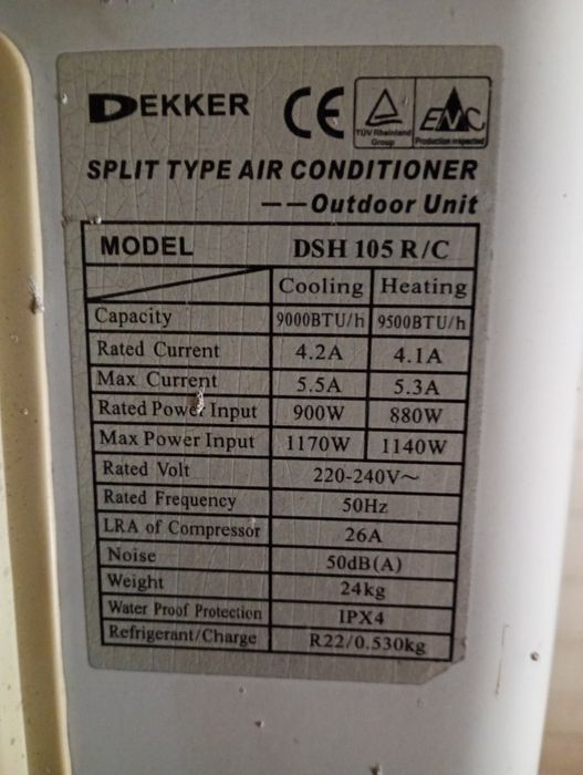 Внутренний блок кондиционера Dekker,запчасти