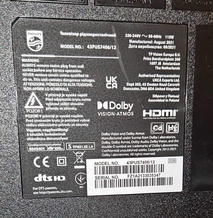 Android Tv Philips 43" - like new!64284296095105124