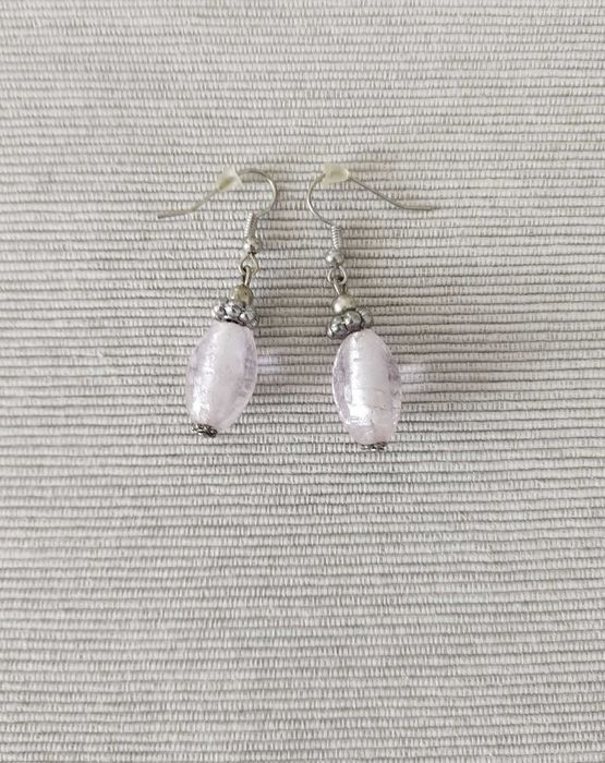 Kolczyki ze szkłem weneckim róż pudrowy