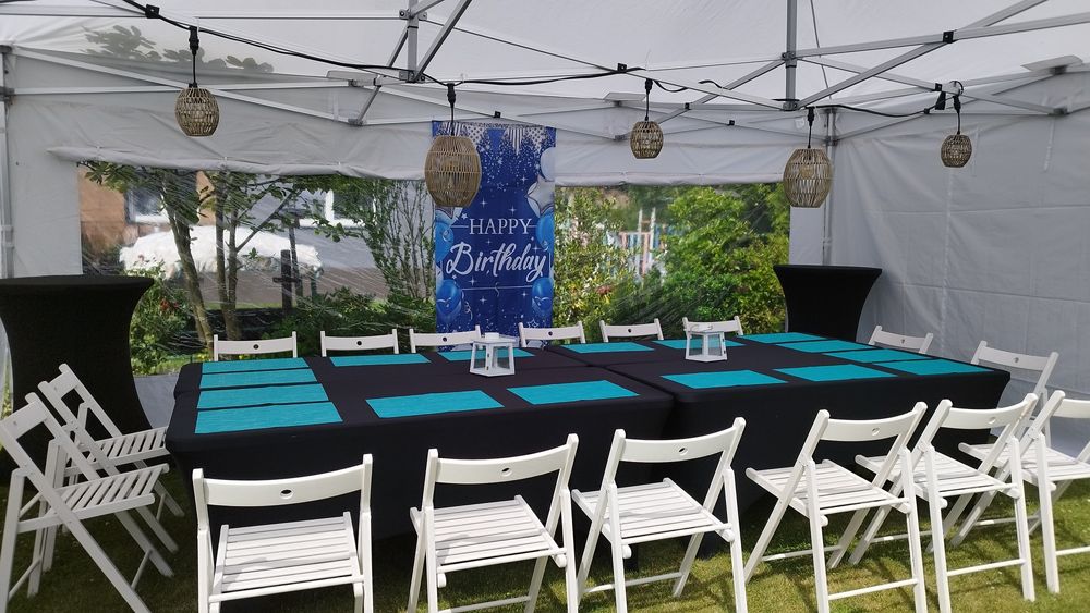 Gotowy zestaw imprezowy do Twojego Ogrodu - urodziny - Namiot 4x6 expr