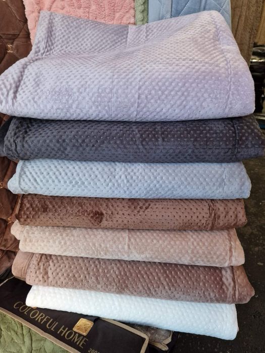 Вишукане якісні двох-лицеві велюрові накидки покривала "Хрестики"