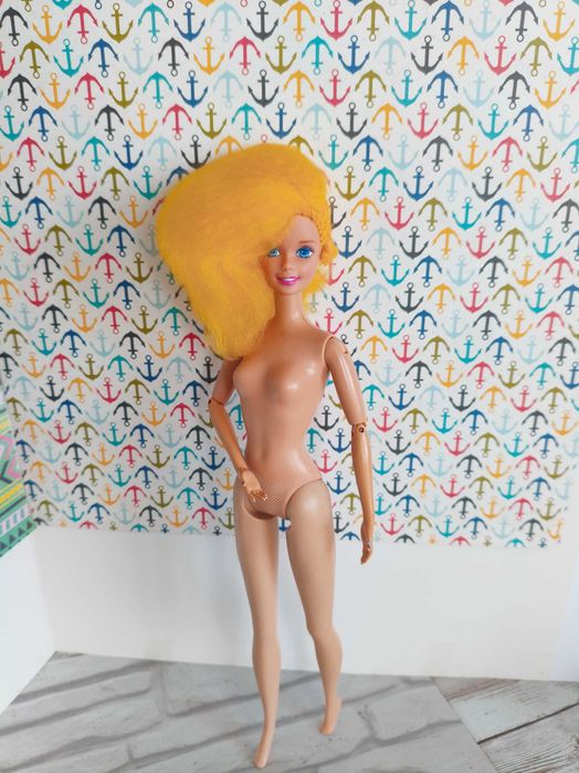 Lalka Barbie OOAK po reroocie żółte włosy