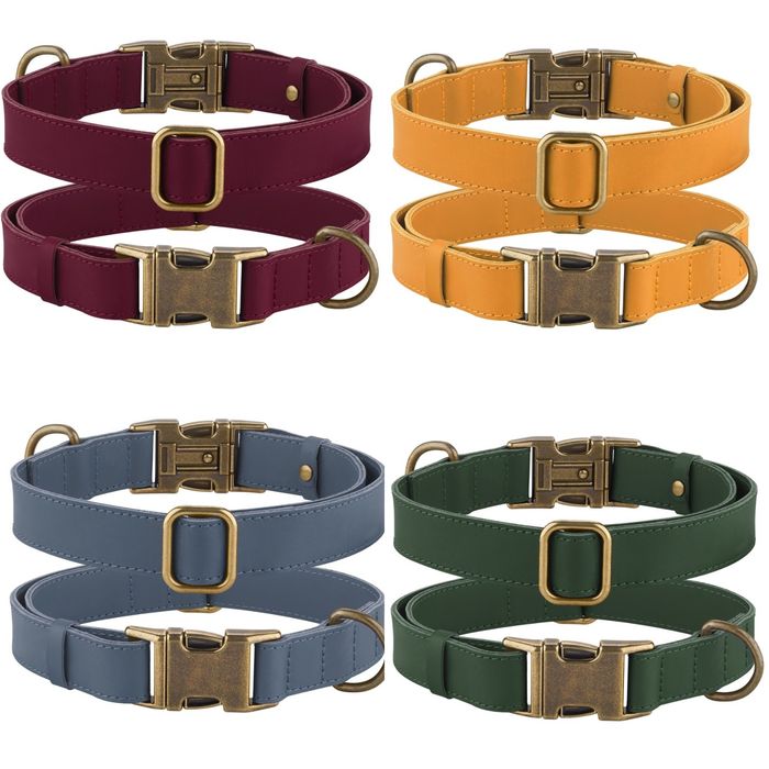 Кожаный натуральный ошейник для собак с гравировкой, табличкой