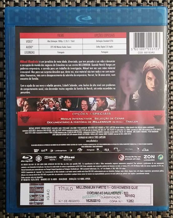 Millennium 1: Os Homens que Odeiam as Mulheres - Blu-Ray Muito Bom Estado