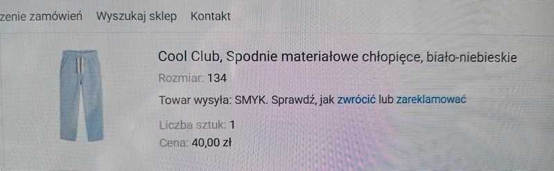 Spodnie smyk,r 134.Wiosna/lato.