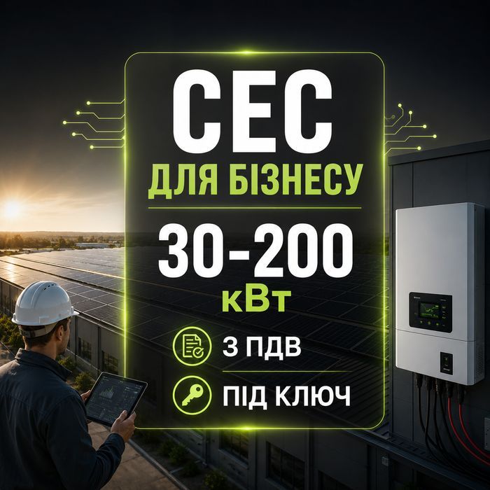 СЕС для бізнесу з ПДВ 30-200 кВт під ключ Львів область