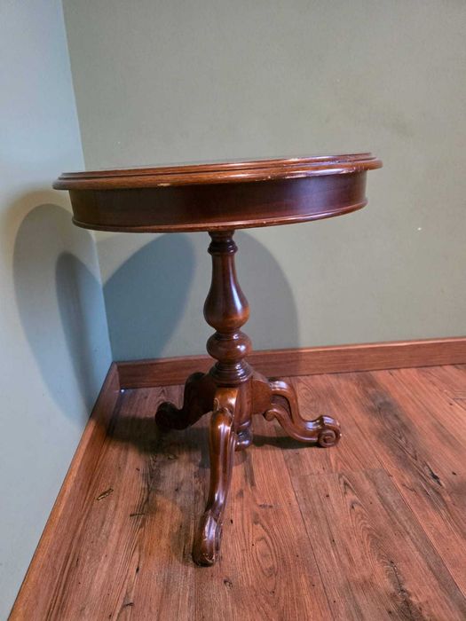 Okrągły stolik fornirowany, intarsja #16 Stylowy Węgrów