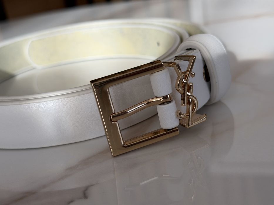 Pasek YSL Saint Laurent Premium Nowy Biały