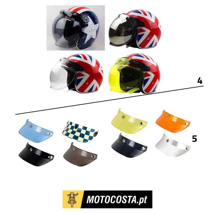 Capacetes Moto - Estilo Alemão, Viseiras, Películas, Palas - MOTOCOSTA