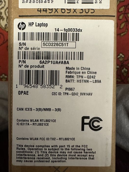 Новий ноутбук Hp 14-fq0033dx