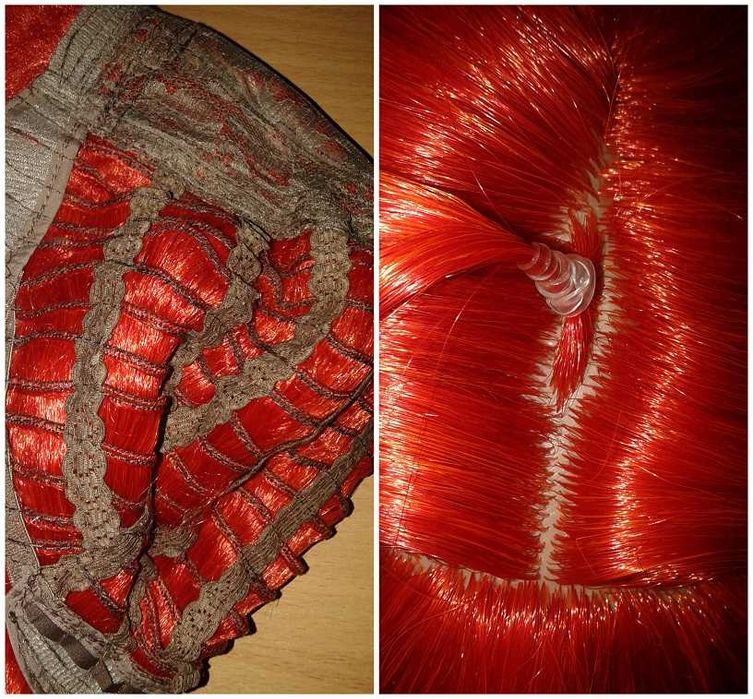 Diluc Genshin Impact czerwona peruka z kitką cosplay czerwony wig