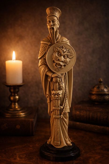 Императорский страж с маской демона • винтажная статуэтка • 33 см