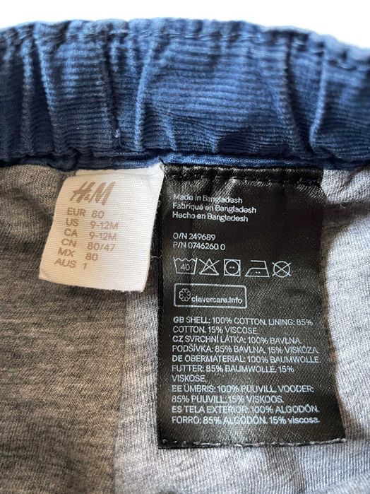 Вельветовые штаны H&M на хлопковой подкладке для мальчика 9-12 мес