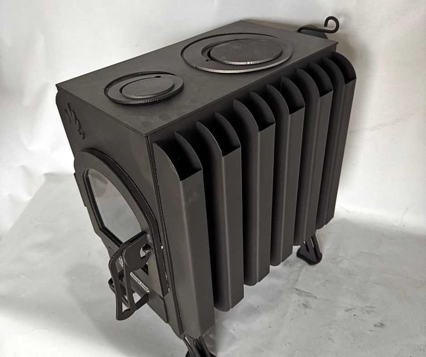 Піч буржуйка / булер'ян "Батарея" зі склом, тривалого горіння, 4мм