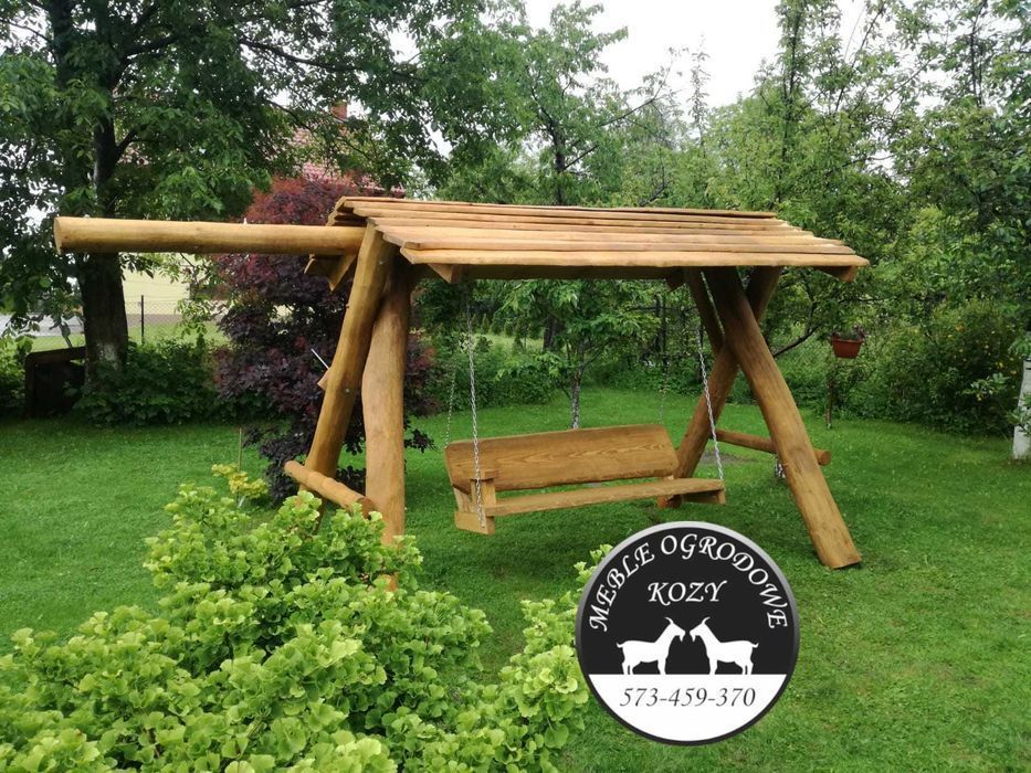 Drewniana huśtawka ogrodowa GRUBE BALE Plac zabaw Stelaż DO OGRODU