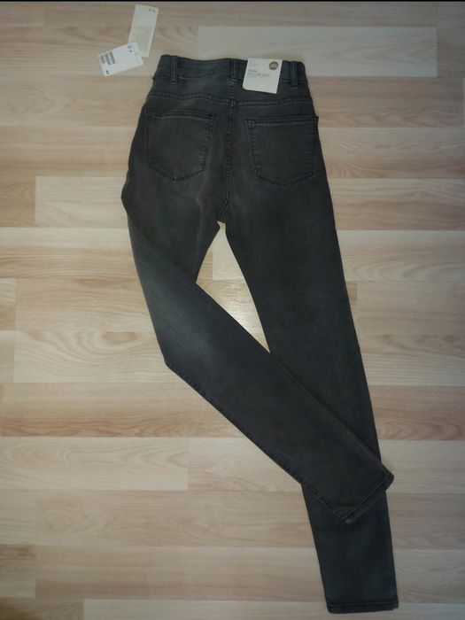 Szare rurki H&M rozm XS Skinny super stretch wysoki stan