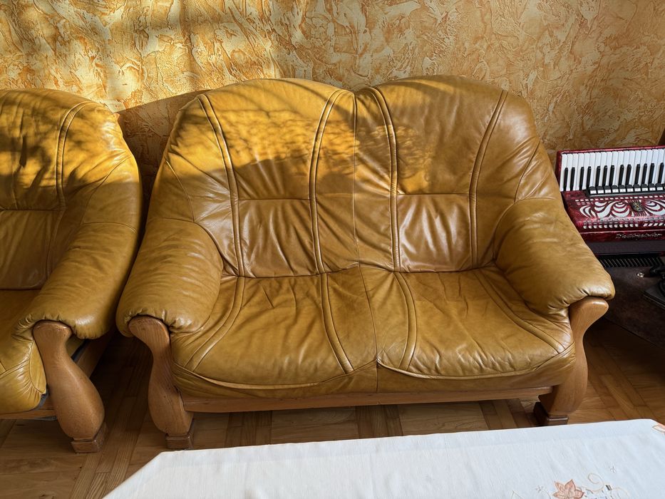 Komplet wypoczynkowy skórzany zestaw mebli