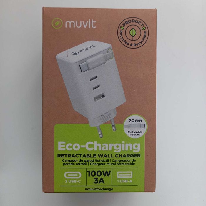 Carregador de parede Muvit retráctil 70 cm
