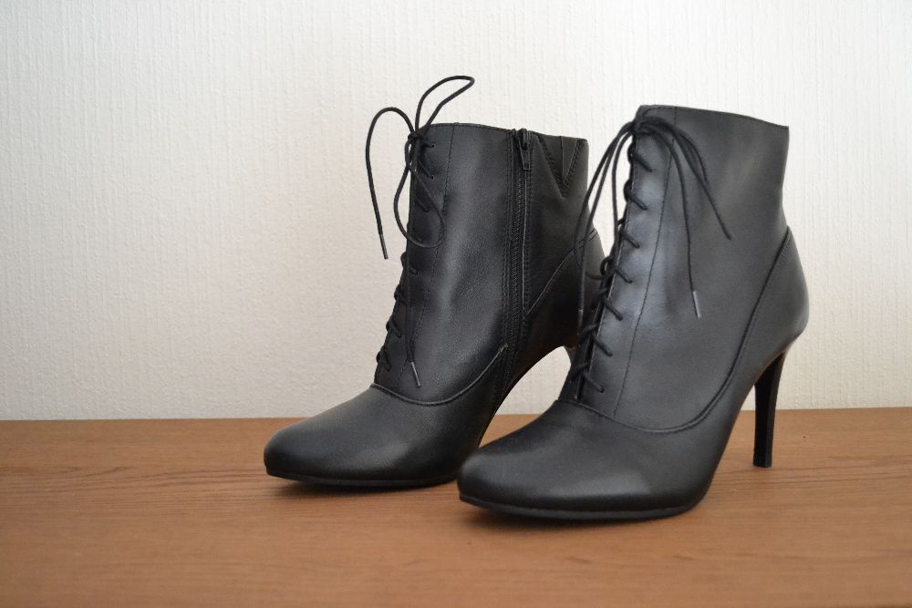 Skórzane botki roz 39