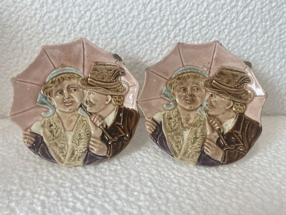 Talerzyki deserowe majolika porcelna Steidl Znain przedwojenne