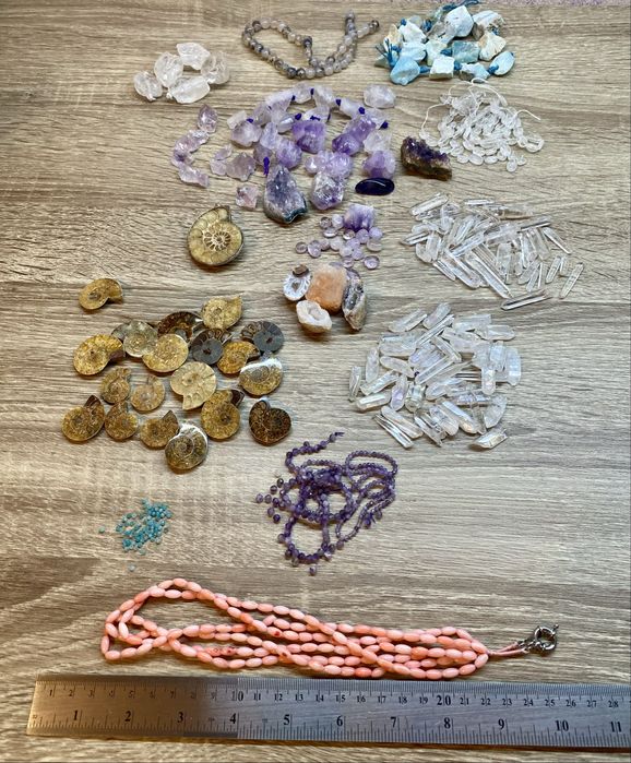 Великий набір натуральних каменів і амонітів для прикрас / handmade